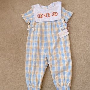 Cecil & Lou Boys Pumpkin Bubble Romper